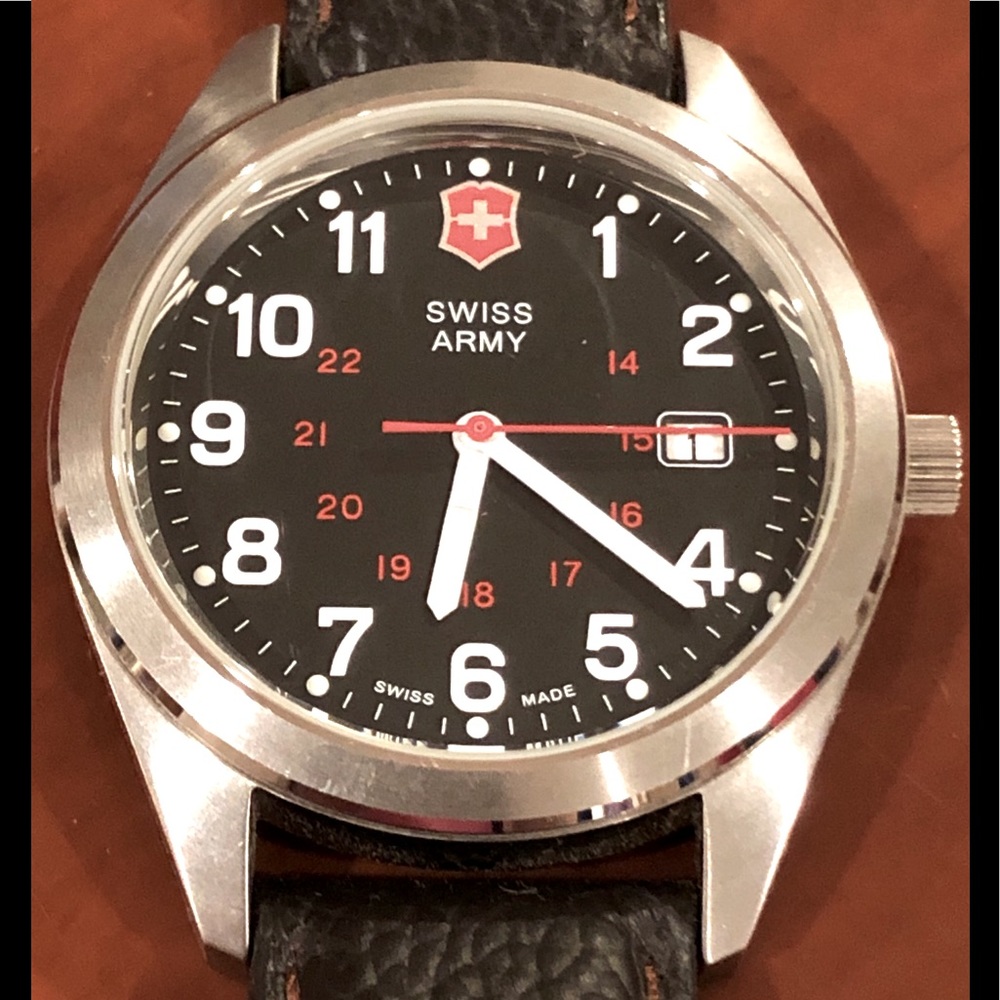 Victorinox Swiss Army Watch 241083 100 Meters Brown Leather Band